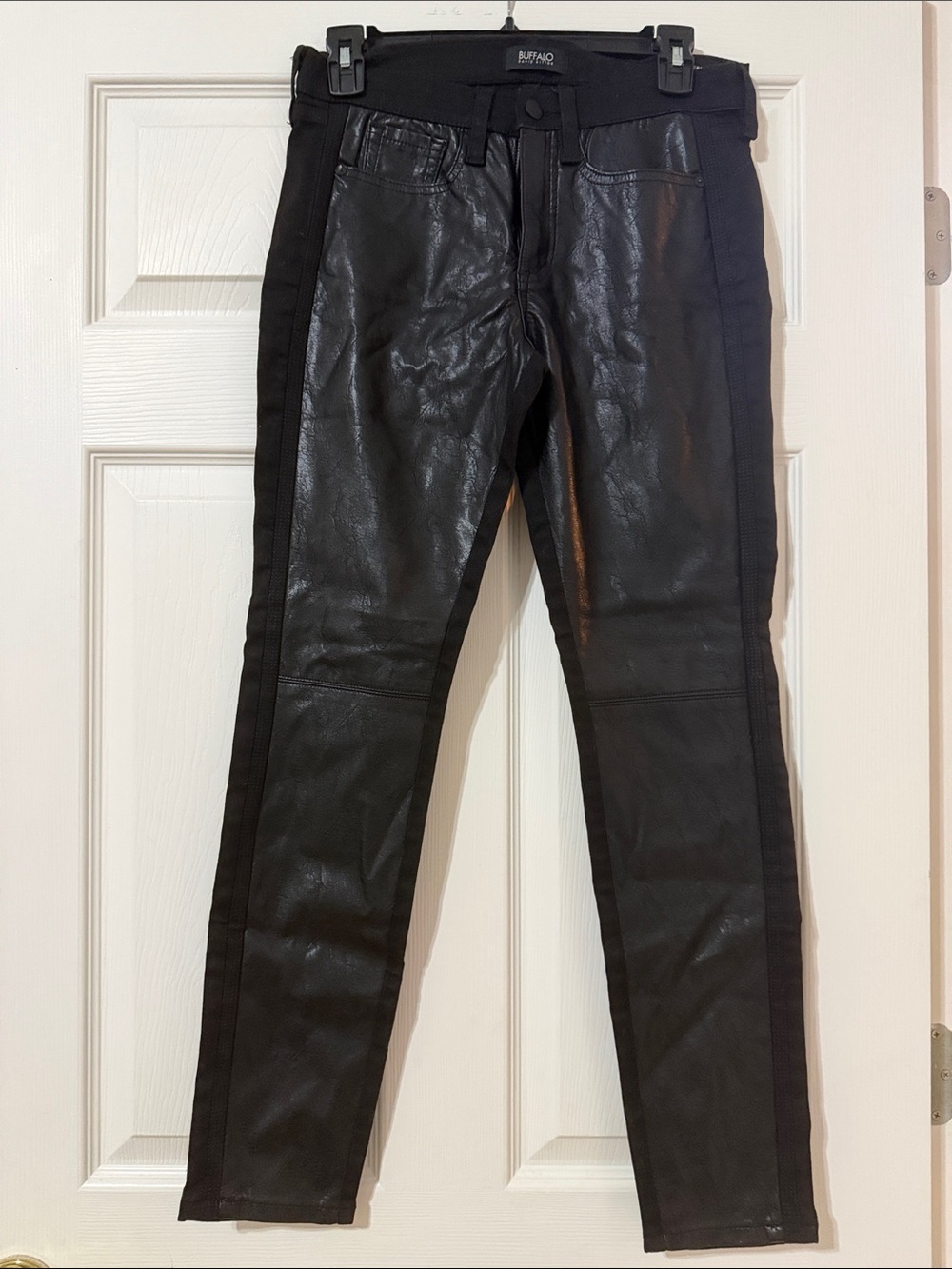 Buffalo David Bitton Black leather and Jean Skinny Pants
